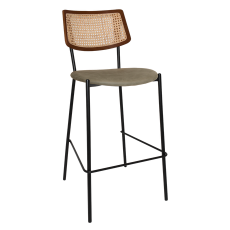 EZ Texas Metal Leg Rattan Back Barstool - Light Walnut