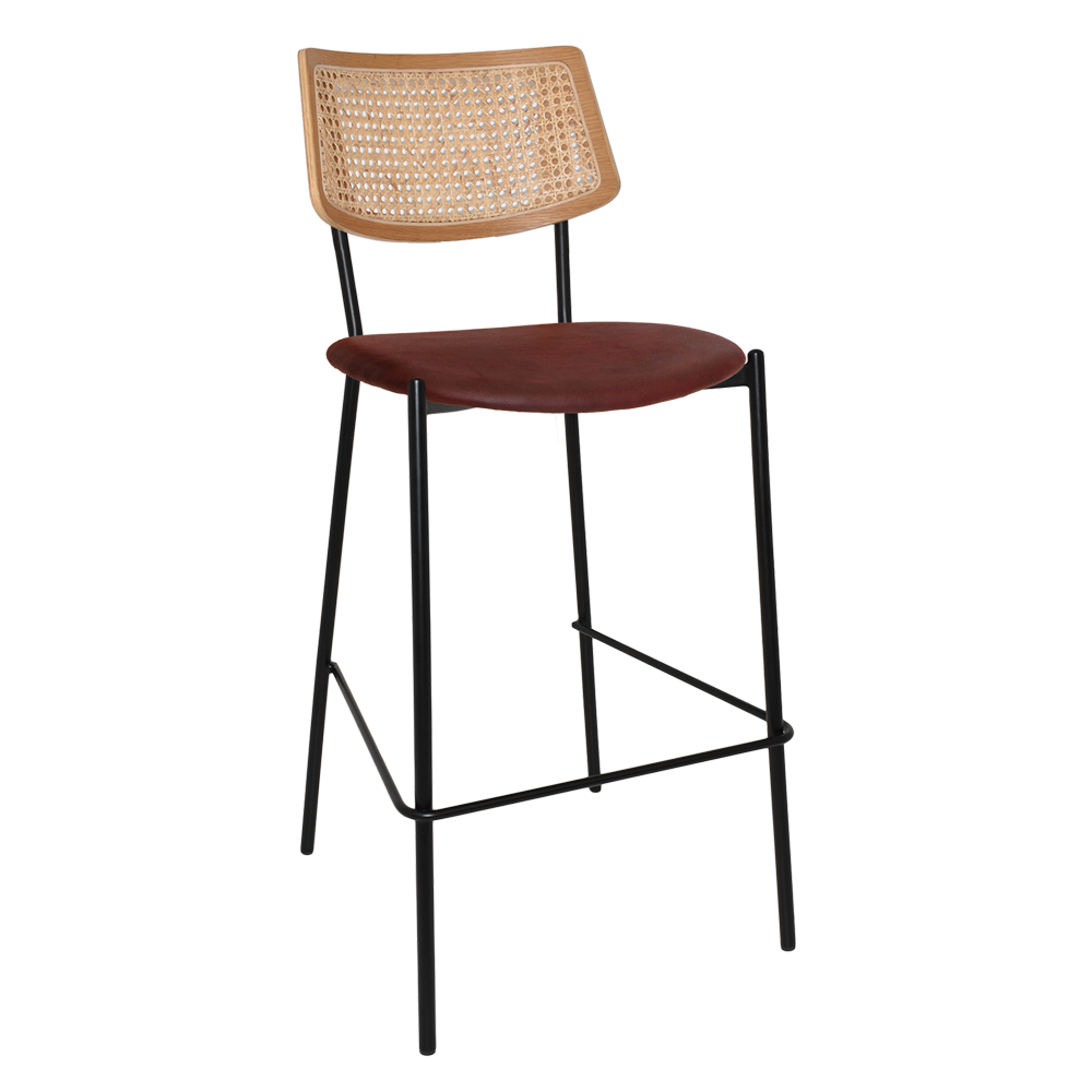 EZ Texas Metal Leg Rattan Back Barstool - Natural