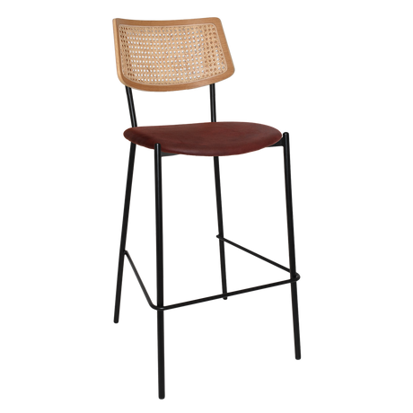 EZ Texas Metal Leg Rattan Back Barstool - Natural
