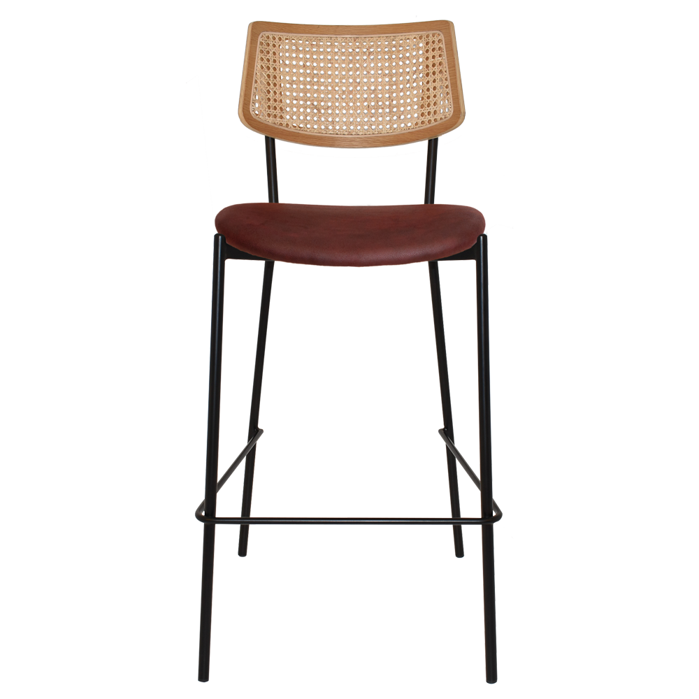 EZ Texas Metal Leg Rattan Back Barstool - Natural