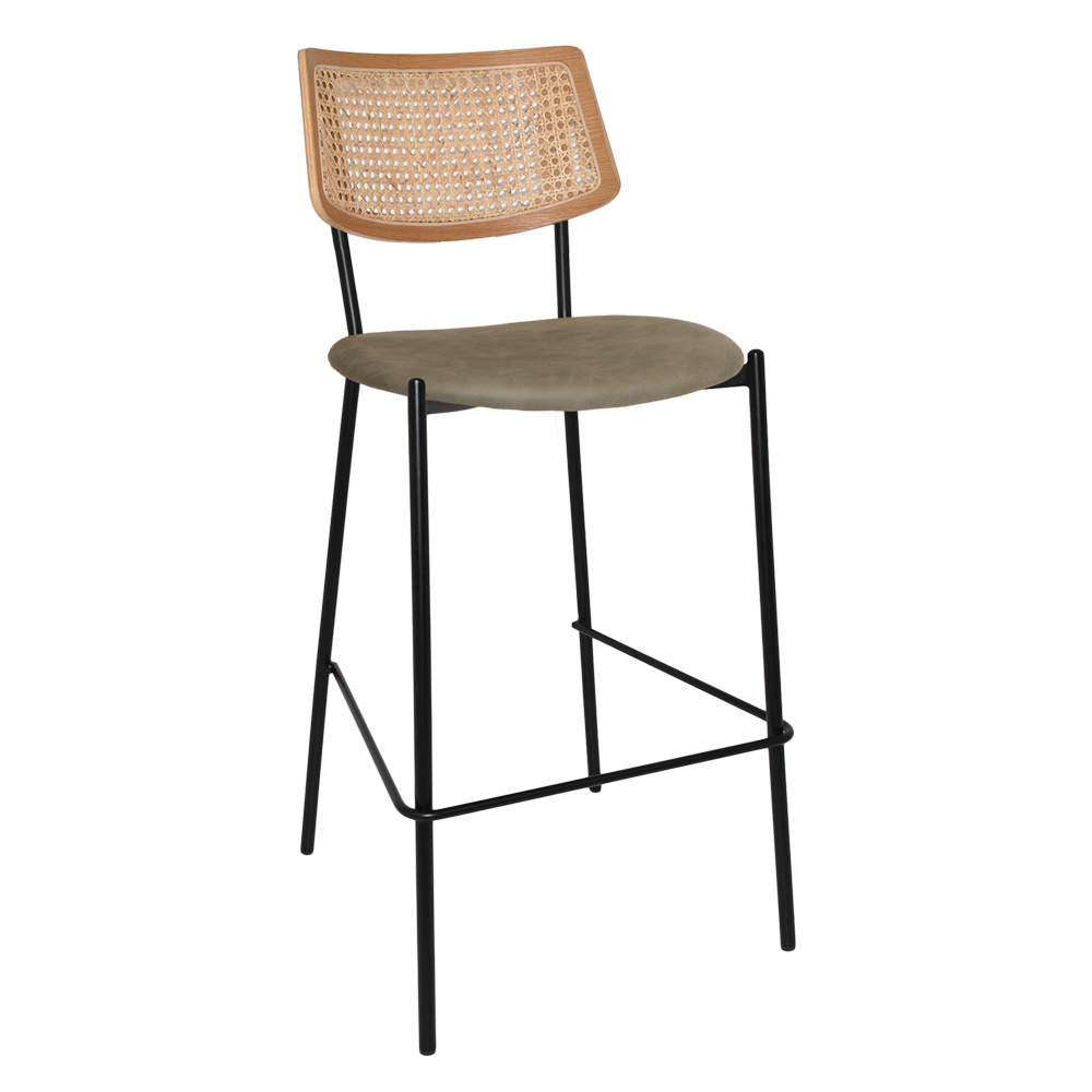 EZ Texas Metal Leg Rattan Back Barstool - Natural