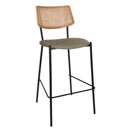 EZ Texas Metal Leg Rattan Back Barstool - Natural