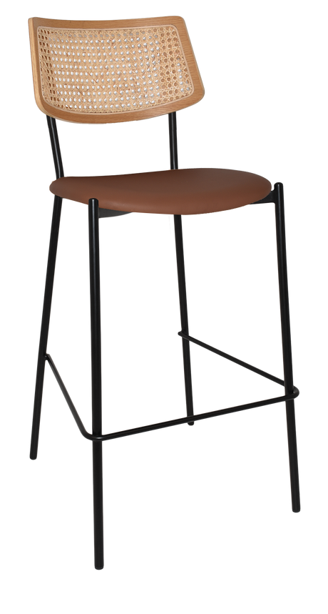 EZ Texas Metal Leg Rattan Back Barstool - Natural