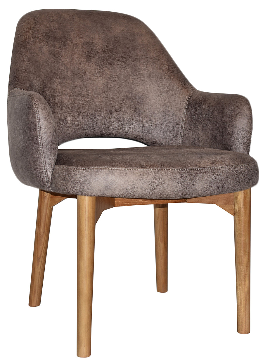 EZ Albury Solid Oak Stained Timber Upholstered Hospitality Dining Armchair - XL