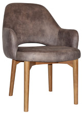 EZ Albury Solid Oak Stained Timber Upholstered Hospitality Dining Armchair - XL