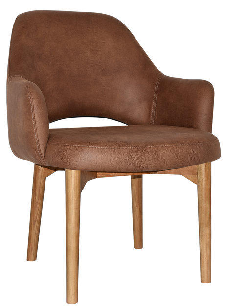 EZ Albury Solid Oak Stained Timber Upholstered Hospitality Dining Armchair - XL