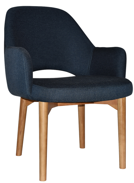EZ Albury Solid Oak Stained Timber Upholstered Hospitality Dining Armchair - XL