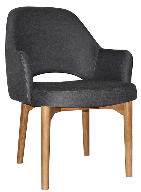 EZ Albury Solid Oak Stained Timber Upholstered Hospitality Dining Armchair - XL