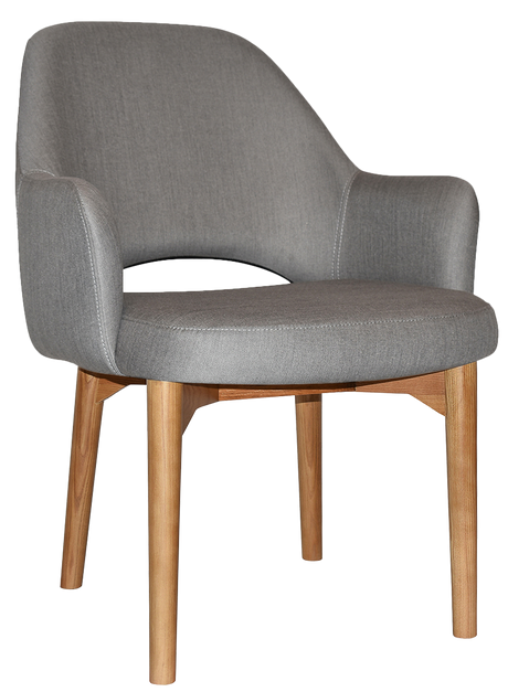 EZ Albury Solid Oak Stained Timber Upholstered Hospitality Dining Armchair - XL