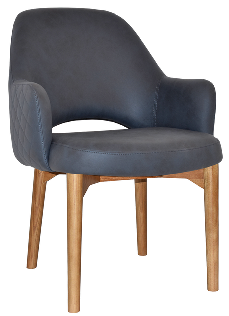 EZ Albury Solid Oak Stained Timber Upholstered Hospitality Dining Armchair - XL