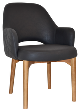 EZ Albury Solid Oak Stained Timber Upholstered Hospitality Dining Armchair - XL