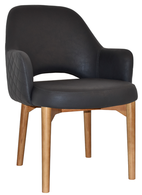 EZ Albury Solid Oak Stained Timber Upholstered Hospitality Dining Armchair - XL