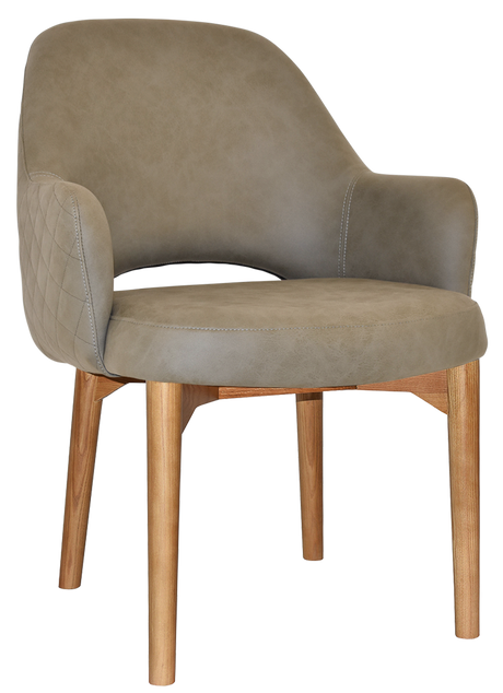 EZ Albury Solid Oak Stained Timber Upholstered Hospitality Dining Armchair - XL