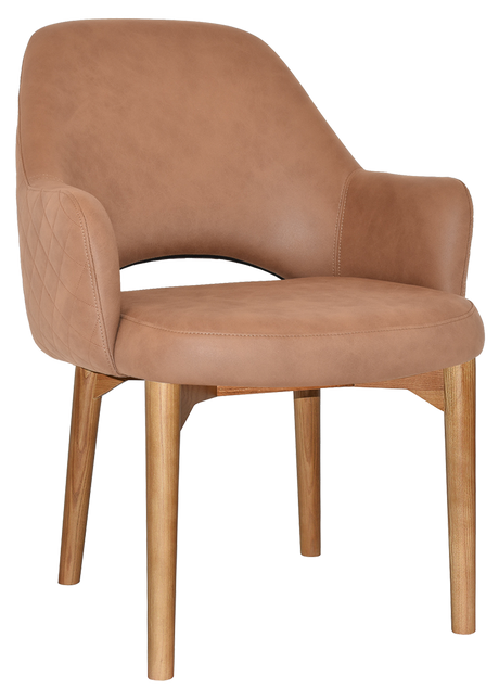 EZ Albury Solid Oak Stained Timber Upholstered Hospitality Dining Armchair - XL