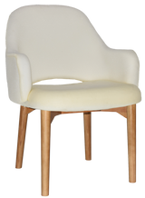 EZ Albury Solid Oak Stained Timber Upholstered Hospitality Dining Armchair - XL