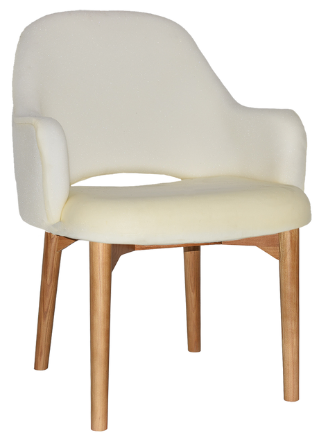 EZ Albury Solid Oak Stained Timber Upholstered Hospitality Dining Armchair - XL