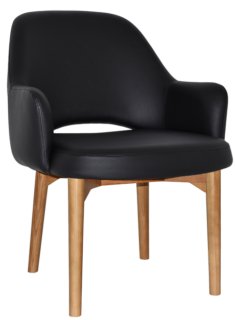 EZ Albury Solid Oak Stained Timber Upholstered Hospitality Dining Armchair - XL