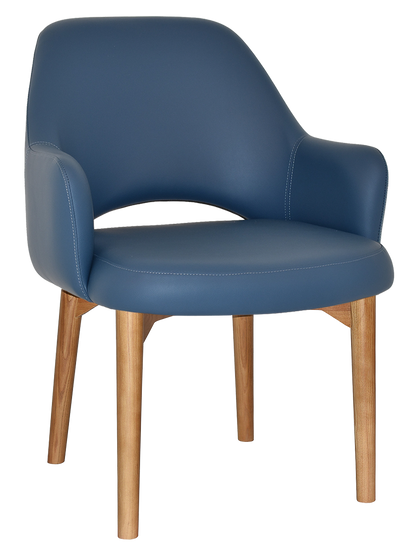 EZ Albury Solid Oak Stained Timber Upholstered Hospitality Dining Armchair - XL