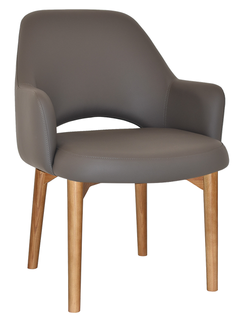 EZ Albury Solid Oak Stained Timber Upholstered Hospitality Dining Armchair - XL