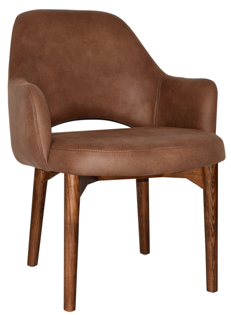 EZ Albury Walnut Stained Timber Frame Upholstered Hospitality Dining Armchair - XL