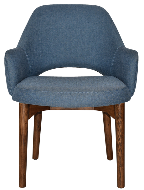 EZ Albury Walnut Stained Timber Frame Upholstered Hospitality Dining Armchair - XL