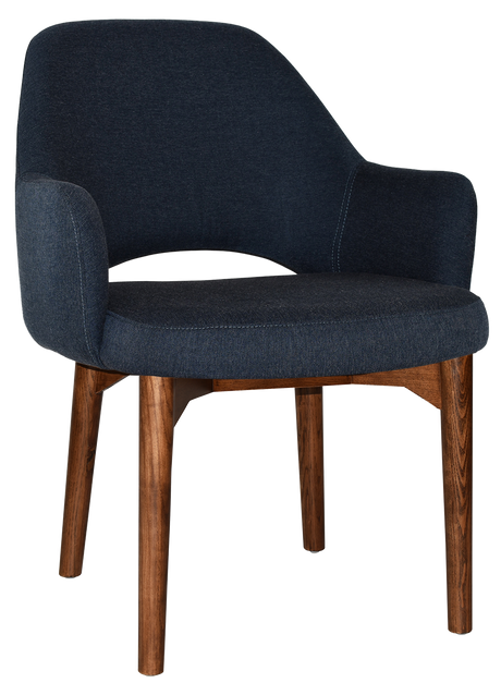 EZ Albury Walnut Stained Timber Frame Upholstered Hospitality Dining Armchair - XL