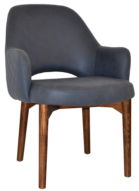 EZ Albury Walnut Stained Timber Frame Upholstered Hospitality Dining Armchair - XL