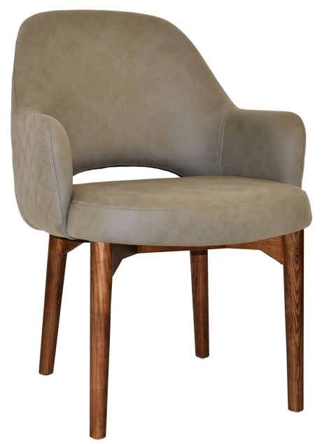EZ Albury Walnut Stained Timber Frame Upholstered Hospitality Dining Armchair - XL