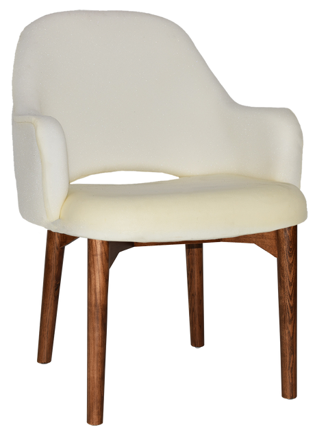EZ Albury Walnut Stained Timber Frame Upholstered Hospitality Dining Armchair - XL