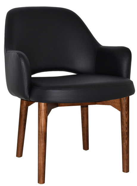 EZ Albury Walnut Stained Timber Frame Upholstered Hospitality Dining Armchair - XL