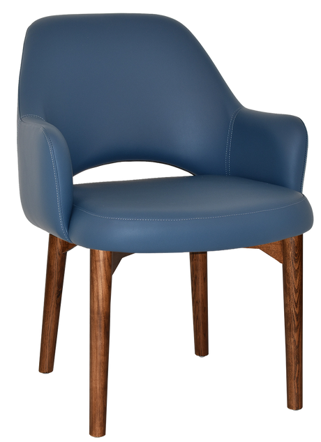 EZ Albury Walnut Stained Timber Frame Upholstered Hospitality Dining Armchair - XL