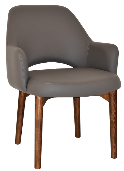 EZ Albury Walnut Stained Timber Frame Upholstered Hospitality Dining Armchair - XL