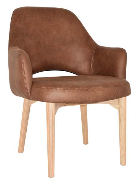 EZ Albury Solid Natural Stained Timber Upholstered Hospitality Dining Armchair - XL