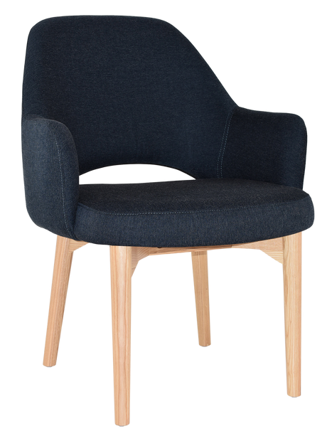 EZ Albury Solid Natural Stained Timber Upholstered Hospitality Dining Armchair - XL