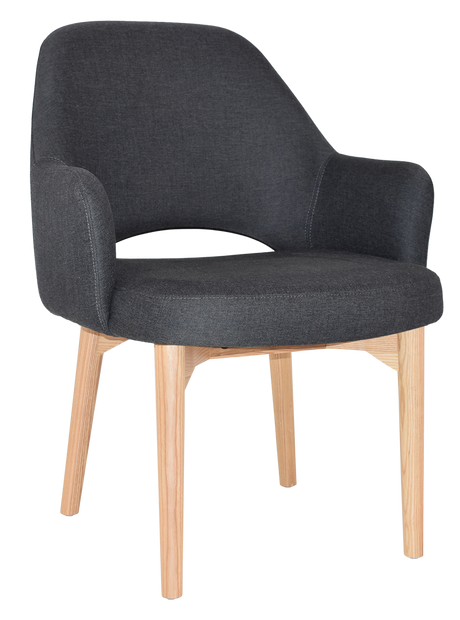EZ Albury Solid Natural Stained Timber Upholstered Hospitality Dining Armchair - XL