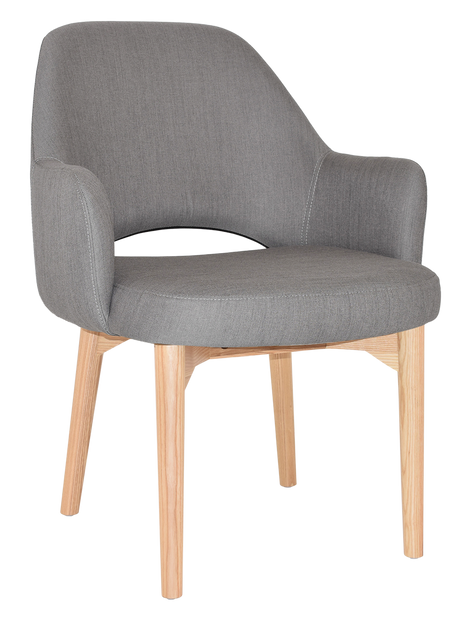 EZ Albury Solid Natural Stained Timber Upholstered Hospitality Dining Armchair - XL