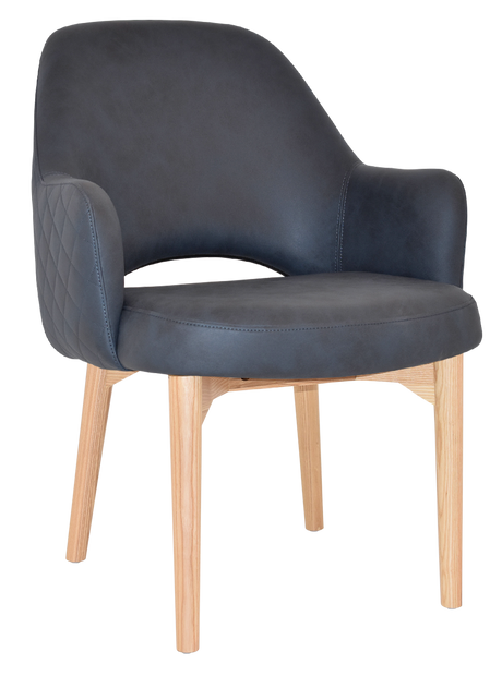 EZ Albury Solid Natural Stained Timber Upholstered Hospitality Dining Armchair - XL