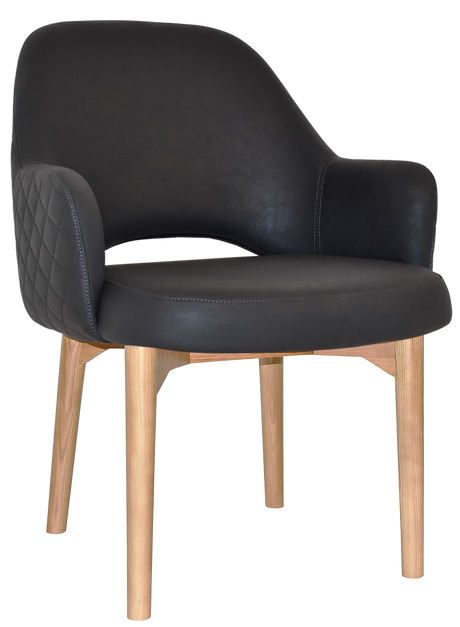 EZ Albury Solid Natural Stained Timber Upholstered Hospitality Dining Armchair - XL