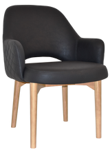 EZ Albury Solid Oak Stained Timber Upholstered Hospitality Dining Armchair - XL
