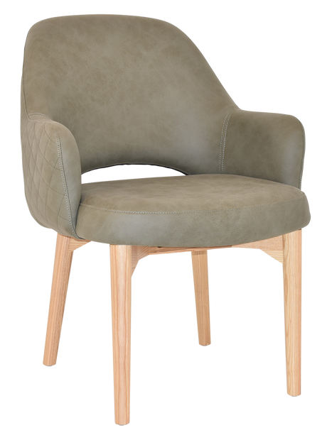 EZ Albury Solid Natural Stained Timber Upholstered Hospitality Dining Armchair - XL