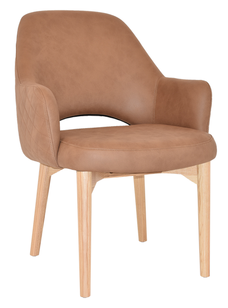 EZ Albury Solid Natural Stained Timber Upholstered Hospitality Dining Armchair - XL