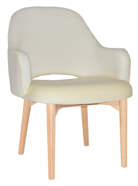 EZ Albury Solid Natural Stained Timber Upholstered Hospitality Dining Armchair - XL