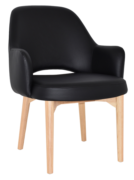EZ Albury Solid Natural Stained Timber Upholstered Hospitality Dining Armchair - XL