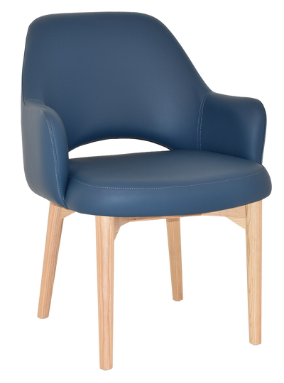 EZ Albury Solid Natural Stained Timber Upholstered Hospitality Dining Armchair - XL