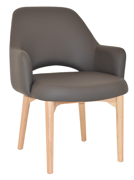 EZ Albury Solid Natural Stained Timber Upholstered Hospitality Dining Armchair - XL