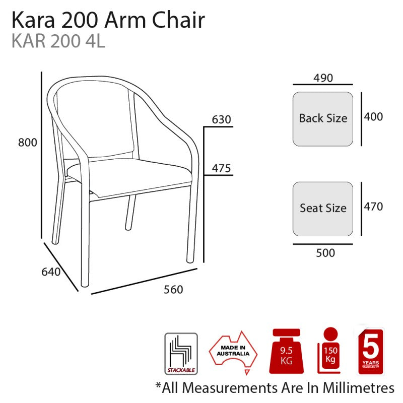 MA Kara 200 Fabric Upholstered Heavy Weight Arm Chair