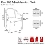 MA Kara 200 Fabric Upholstered Heavy Weight Height Adjustable Arm Chair