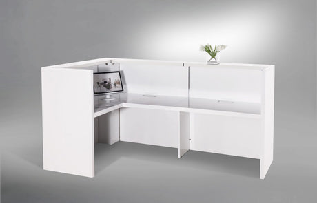 GP Kent Modular Reception Counter In High Gross White Finish Style C