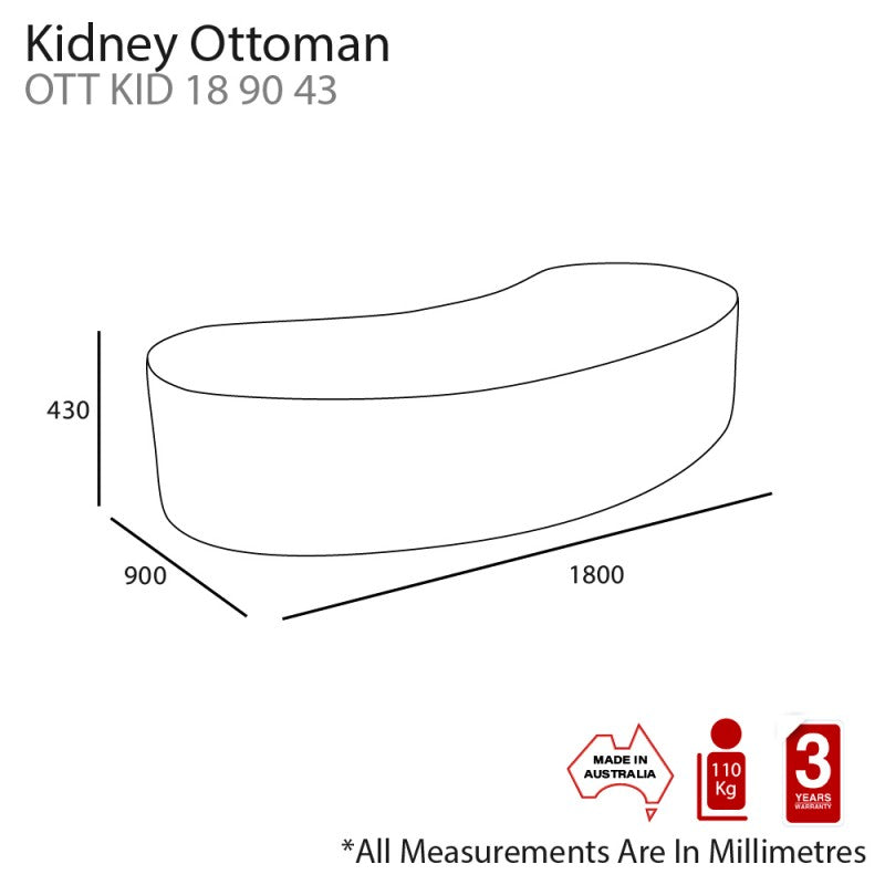 MA Fabric Upholstered Kidney Shaped Ottoman