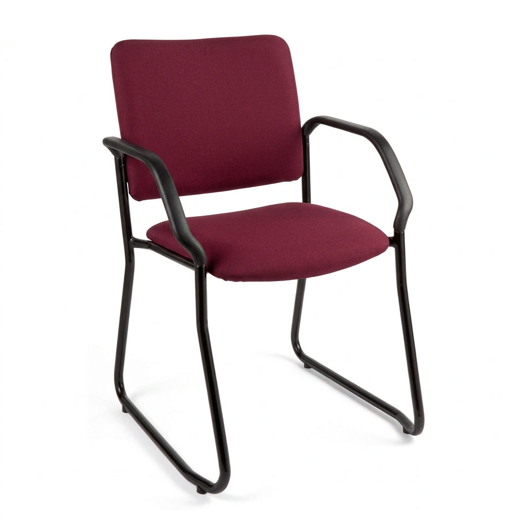 MA Lazer 40 Fabric or Vinyl Upholstered Sled Base Drop Arm Visitor Chair